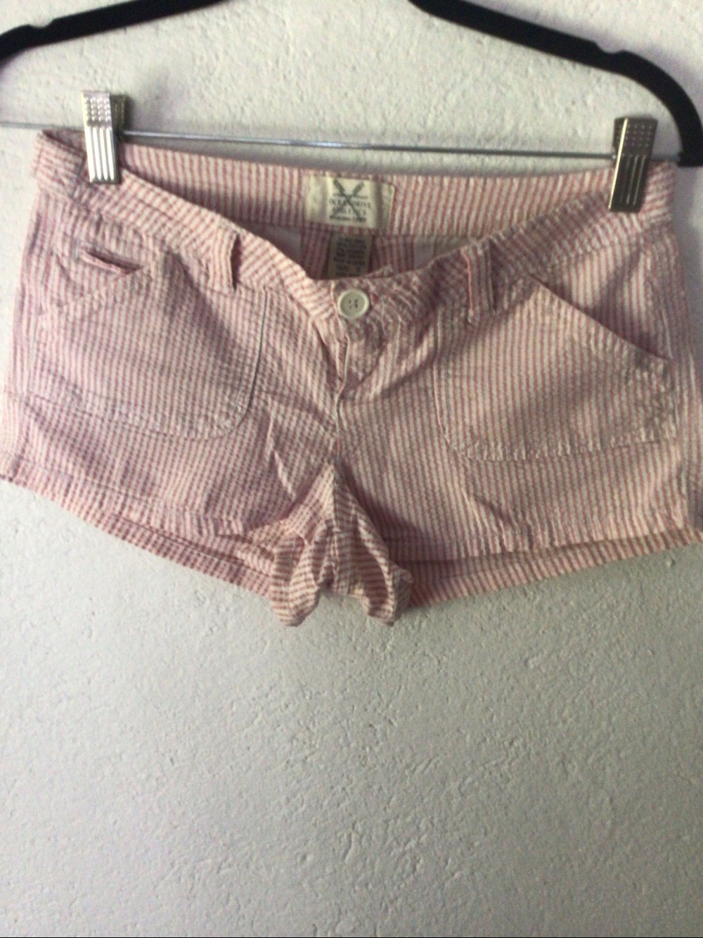 High-Rise Pink Striped Women’s Shorts - Picture 1 of 4